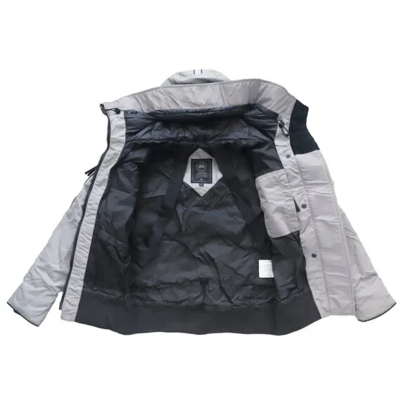 CANADA GOOSE Gray Satin Black Label EVERLEIGH Down Hooded Bomber Jacket XS
